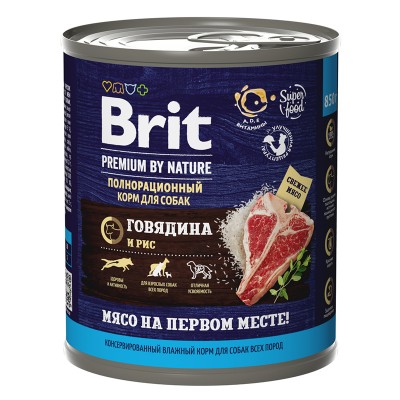 Brit Premium Beef & Rice - консервы для собак всех пород "Говядина и рис", 850 г (арт. 5051168)