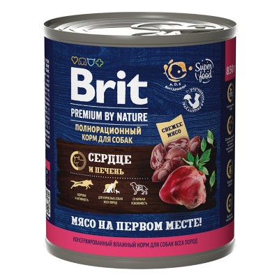 Brit Premium Heart & Liver - консервы для собак всех пород "Сердце и печень", 850 г (арт. 5051175)