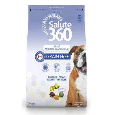 Salute 360 Grain Free Adult Medium Maxi Salmon & Potatoes Беззерновой корм для взрослых собак средних и крупных пород, лосось и картофель