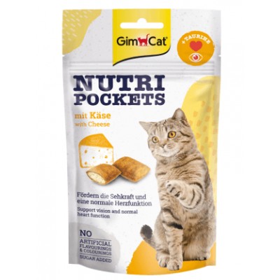 GimCat Лакомство для кошек Nutri Pockets Cheese, подушечки с сыром и таурином, 60 гр (арт. 927725)