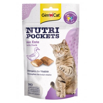 GimCat Лакомство для кошек Nutri Pockets Duck, подушечки с уткой, 60 гр (арт. 927718)