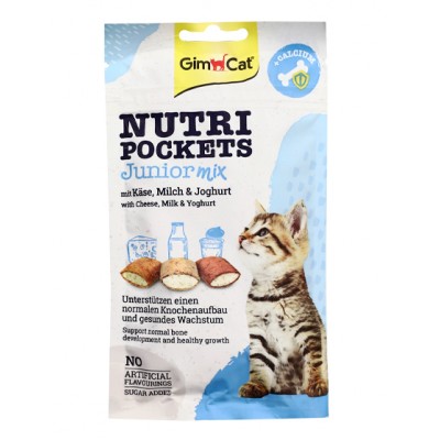 GimCat Лакомство для котят Nutri Pockets Junior Mix, подушечки с сыром, молоком и йогуртом, 60 гр (арт. 927947)