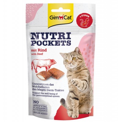 GimCat Лакомство для кошек Nutri Pockets Rind, подушечки с говядиной и солодом, 60 гр (арт. 419213)