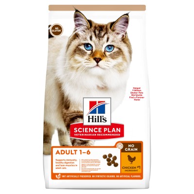 Hill's Science Plan No Grain - беззлаковый сухой корм для взрослых кошек, с курицей