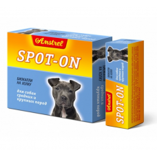 Биокапли антипаразитарные на холку Amstrel "Spot-on" для собак средних и крупных пород, 4 пипетки (упаковка) (арт. TYZ EVC036)