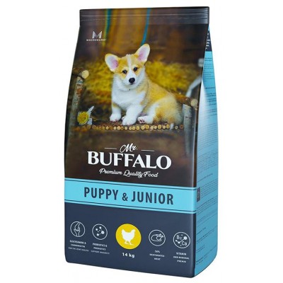 Mr.Buffalo Puppy & Junior Chicken - сухой корм для щенков и юниоров средних и крупных пород, с курицей и рисом