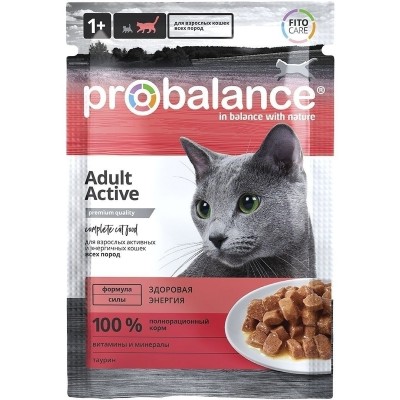 ProBalance Adult Active - влажный корм для взрослых активных кошек (25 шт*85 гр)