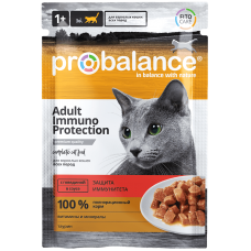 ProBalance Immuno Protection Beef - влажный корм для взрослых кошек, с говядиной в соусе (25 шт*85 гр)