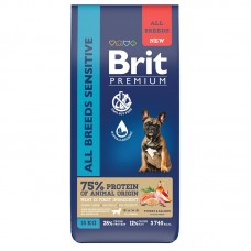 Brit Premium Sensitive Turkey & Salmon - корм для взрослых собак всех пород с чувствительным пищеварением, с индейкой и лососем