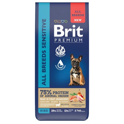 Brit Premium Sensitive Turkey & Salmon - корм для взрослых собак всех пород с чувствительным пищеварением, с индейкой и лососем