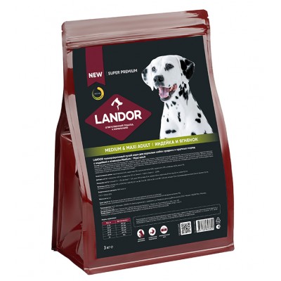 Landor Dog Adult Medium Maxi Turkey Lamb - полнорационный сухой корм для взрослых собак cредних и крупных пород, c индейкой и ягненком