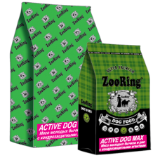 ZooRing Adult Max Active - сухой корм для взрослых активных собак крупных и гигантских пород, с мясом бычков и рисом