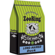 ZooRing Long-Haired Cats Duck - сухой корм для длинношерстных кошек и котов, с уткой