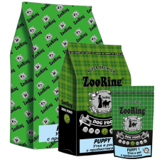 ZooRing Puppy 1 - сухой корм для щенков средних и крупных пород до 6 месяцев, с уткой, рисом и пробиотиками