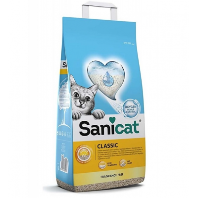 Sanicat Classic Unscented - впитывающий минеральный наполнитель для кошачьих туалетов, без запаха 