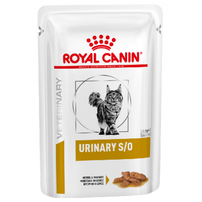 Royal Canin Feline Urinary S/O Chicken - диета для кошек при мочекаменной болезни с кусочками курицы в соусе.