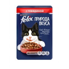 Felix "Природа вкуса" - влажный полнорационный корм для взрослых кошек с говядиной в соусе, 24 шт. (85 г) 