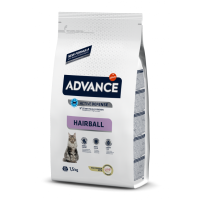 Advance Hairball - корм сухой для вывода шерсти у кошек, индейка и рис