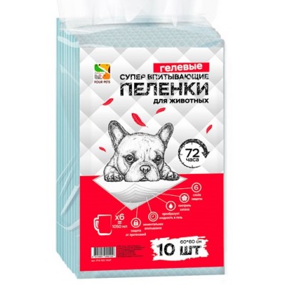 Four Pets - одноразовые пеленки для собак 60х90 см (арт. PFA104-10UP, PFA104-30)
