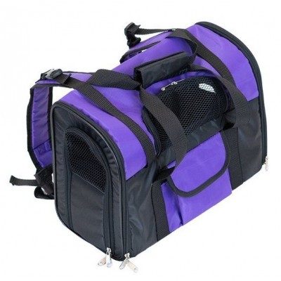 Рюкзак-переноска для собак №2 ECO модель "Hike" 29*43*21 см. (карман, нейлон, пластик), фиолетовый (арт.90054)