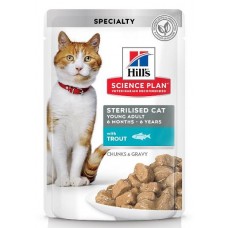 Hill's Science Plan - влажный корм для молодых стерилизованных кошек и кастрированных котов, пауч с форелью в соусе (ВЕТ604011)
