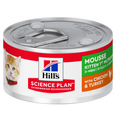 Hill's Science Plan - влажный корм для котят для здорового роста и развития, мусс с курицей и индейкой 