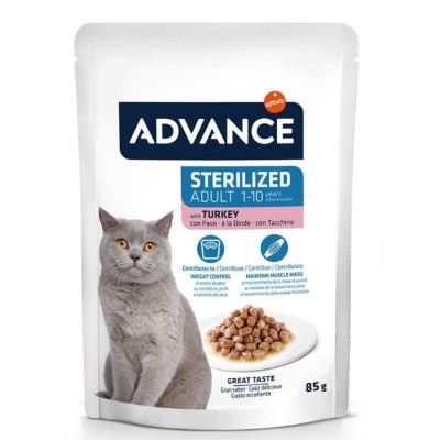 Advance Cat Sterilized Adult Turkey - влажный корм для взрослых стерилизованных кошек, кусочки индейки в соусе, 85 г (арт. 5811)