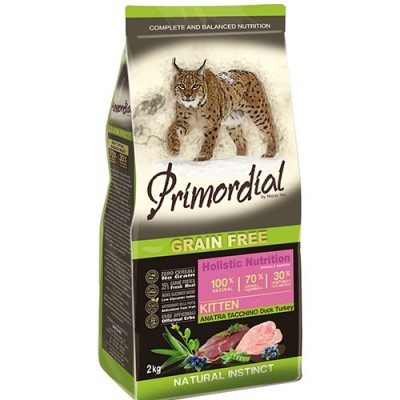 Primordial Kitten GRAIN-FREE Duck & Turkey - беззерновой корм для котят, со свежей индейкой и уткой