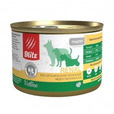 Blitz Dog Vetline Renal - диетический влажный корм для собак при хронической почечной недостаточности 200г