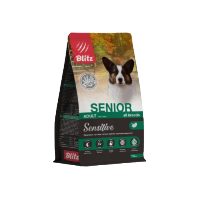 Blitz Sensitive Dog Senior All Breeds - сухой корм для пожилых собак, индейка