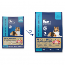 Brit Premium Sensitive Lamb & Turkey - корм для взрослых собак с чувствительным пищеварением, ягненок и индейка