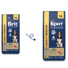 Brit Premium Adult Medium Turkey & Veal - корм для взрослых собак средних пород, с индейкой и телятиной