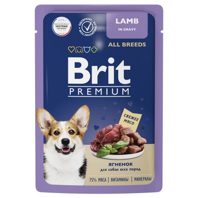 Brit Premium Dog Lamb - паучи для взрослых собак всех пород с ягнёнком в соусе, 85 г (арт. 5053421)