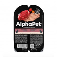 AlphaPet Dog Adult Beef - влажный полнорационный корм для взрослых собак, паштет с говядиной, 100 г