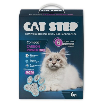 Cat Step Compact Carbon Power Plus - наполнитель комкующийся, минеральный