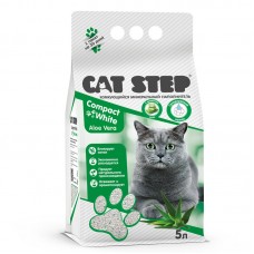 Cat Step Compact White Aloe Vera - белый комкующийся минеральный наполнитель для кошачьих туалетов, с ароматом алоэ вера