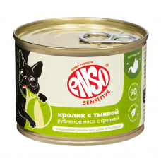 Enso Sensitive Dog Rabbit - влажный корм для собак, с чувствительным пищеварением, кролик с тыквой, 190 г (арт. 606328)