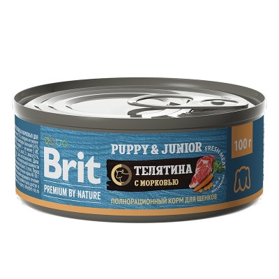 Brit Premium by Nature - консервы с телятиной и морковью для щенков, 100 г (арт. 5048946)