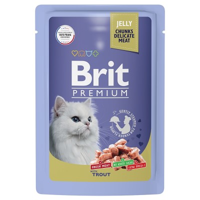 Brit Premium Adult Trout - влажный корм для взрослых кошек, форель в желе, 85 г (арт. 5050185)
