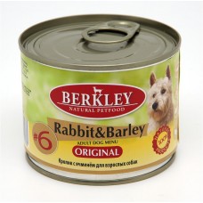 Berkley № 6 консервы для взрослых собак с кроликом и ячменем, 200 г (арт. 599033)