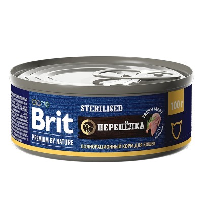Brit Premium by Nature - консервы с мясом перепёлки для стерилизованных кошек, 100 г (арт. 5051274)
