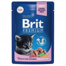 Brit Premium White Fish Chunks for Kitten - влажный корм для котят, белая рыба в соусе, 85 г (арт. 5048861)