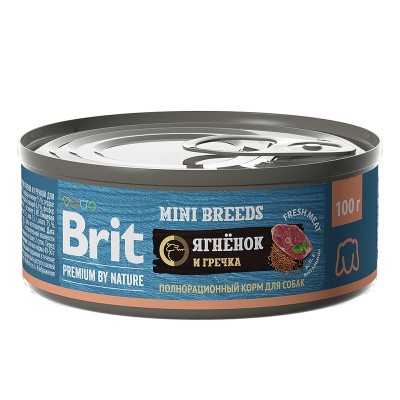 Brit Premium by Nature - консервы с ягненком и гречкой для взрослых собак мелких пород, 100 г (арт. 5048977)