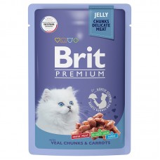 Brit Premium Kitten Veal & Carrots - влажный корм для котят, телятина с морковью в желе, 85 г (арт. 5050116)