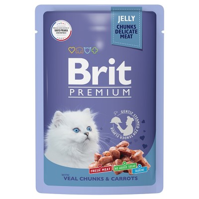 Brit Premium Kitten Veal & Carrots - влажный корм для котят, телятина с морковью в желе, 85 г (арт. 5050116)