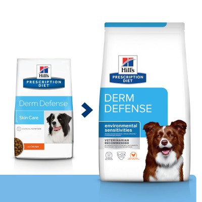 Hill's Prescription Diet Derm Defense Skin Care - сухой диетический корм для собак при аллергии, блошином и атопическом дерматите, с курицей  