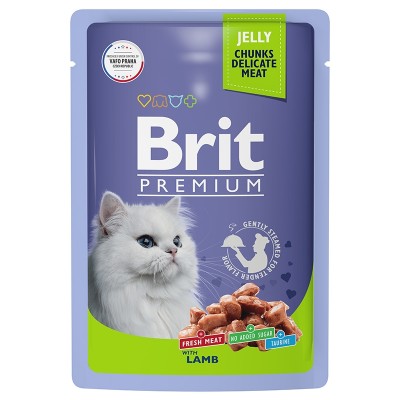 Brit Premium Adult Lamb - влажный корм для взрослых кошек, ягненок в желе, 85 г (арт. 5050147)