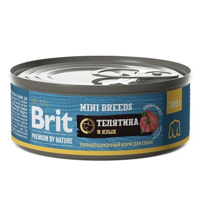 Brit Premium by Nature - консервы с телятиной и языком для взрослых собак мелких пород, 100 г (арт. 5048953)