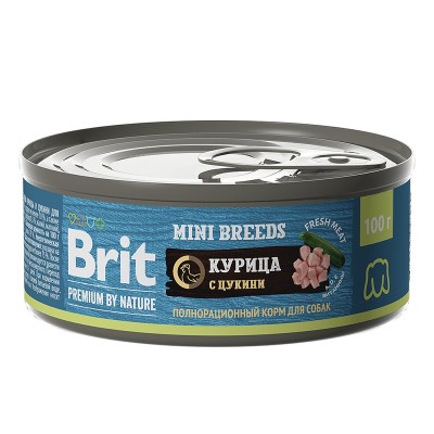 Brit Premium by Nature - консервы с курицей и цукини для взрослых собак мелких пород, 100 г (арт. 5048960)