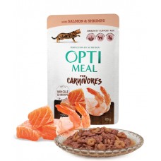 Optimeal Grain Free - паучи для взрослых кошек с лососем и креветками в соусе (12 шт*85 г)